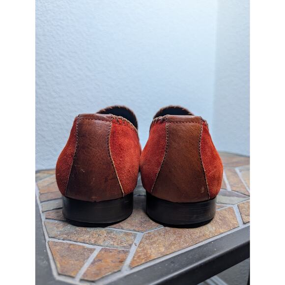Donald J Pliner Red Suede Embroidered Smoking Slippers 9 Italy Unique Aztec